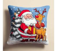 Taxpy Christmas Latch Hook Cushion Kit for Adults - DIY Pillow Cover Needlework 17x17 Inch Hand Craft Home Sofa Decor -6