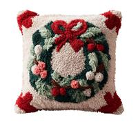 Taxpy Christmas Pattern Latch Hook Kits for Adults Cushion,Easy Pre-Printed Canvas Rug Making,Christmas Craft Project for Seasonal Home Décor,17x17 in -5