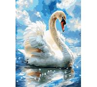 Taxpy Complete Cross Stitch Embroidery Kit for All Skill Levels - Vibrant Designs,Pre-Printed Canvas,Threads & Needles Included,Swans in The Lake-40x50cm