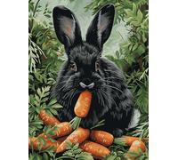 Taxpy Cross Stitch Escape Kit - Relaxing DIY Embroidery for Adults,Printed Canvas for Stress Relief,No Hoop,Mindful Handmade Hobby,Black Rabbit-80x100cm