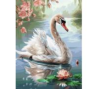 Taxpy Cross Stitch Escape Kit - Relaxing DIY Embroidery for Adults,Printed Canvas for Stress Relief,No Hoop,Mindful Handmade Hobby,Elegant Swan-80x100cm
