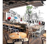 Taxpy Custom 3D Photo Wallpaper Hand Painted Graffiti 3D Street View Mural Photo Poster Living Room Bedroom Tv Background Wall Home Decoration-300X210Cm