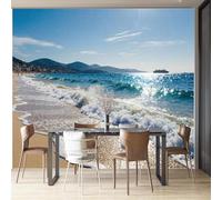 Taxpy Custom 3D Photo Wallpaper Mural Beach Sand Ocean Self-Adhesive Wall Fabric (No PVC) Removable Large Photo Wallpaper for Living Room,Bedroom,Office Home Decoration-300X210Cm