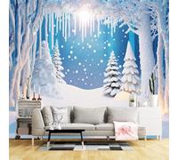 Taxpy Custom 3D Photo Wallpaper Mural Winter Forest Self-Adhesive Wall Fabric (No PVC) Removable Large Photo Wallpaper for Living Room,Bedroom,Office Home Decoration-400X280Cm