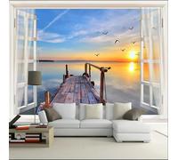 Taxpy Custom 3D Photo Wallpaper Window Sea View Nature Landscape Wall Mural Living Room Sofa Tv Backdrop Home Decor Home Décor-400X280Cm