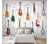 Taxpy Custom Any Size Mural Wallpaper Guitar Music Equipment Cartoon 3D Stereo Background Wall Home Decoration Painting Wall Papers-350X256Cm