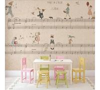 Taxpy Custom Any Size Mural Wallpaper Hand Drawn Cartoon Music Score Background Wall Decoration Painting Musical Note Kid Wall Papers-200X140Cm