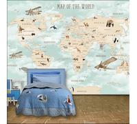 Taxpy Custom Cartoon Animal World Map Background Wall 3D Wallpaper Living Room Bedroom Children Decoration Papier Peint Mural Tapety-250X175Cm