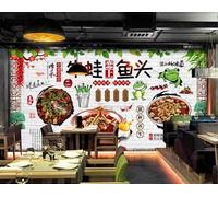 Taxpy Custom Size Wall Murals,American Bullfrog,Fish Head,Jumping Frog Catering Commercial Background Removable and Stick Photo Wallpaper Background Home Decoration（No PVC）-400X280Cm