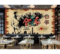 Taxpy Custom Size Wall Murals,Brick Wall Rock Ktv Music Restaurant Background WallRemovable and Stick Photo Wallpaper Background Home Decoration（No PVC）-150X105Cm