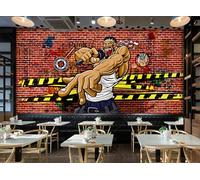 Taxpy Custom Size Wall Murals,Hand-Painted Rock Music Commercial Background Wall On Brick Removable and Stick Murals Photo Wallpaper Background Home Decoration（No PVC）-430X300Cm