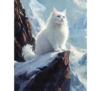 Taxpy DIY Bead Embroidery Kits Cat Animals and Snow Mountains DIY Bead Embroidery Craft Kit for Beginners Cross Stitch Needlework Set 50x70cm