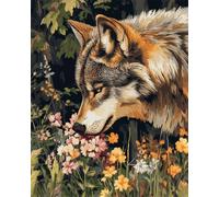 Taxpy DIY Bead Embroidery Kits Wolf Animals and Flowers DIY Bead Embroidery Set Crafts Beading Pattern Needlework Kit Home Decor 30x40cm