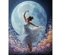 Taxpy DIY Beaded Cross Stitch Kit Dancing Woman and The Moon DIY Bead Embroidery Material Package Handmade Stereoscopic Photo Ornament Gift 40x50cm