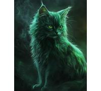 Taxpy DIY Beaded Cross Stitch Kit Fantasy Cat Animal DIY Bead Embroidery Craft Kit for Beginners Cross Stitch Needlework Set 50x70cm