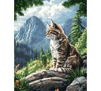 Taxpy DIY Beaded Cross Stitch Kit Mountain Forests Scenery and Cat Animals Beaded Cross Stitch Beads Embroidery Kit Needlepoint Handcraft Arts 50x70cm