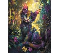 Taxpy DIY Beaded Embroidery Kits Fantasy Color Cat Beaded Cross Stitch Beads Embroidery Kit Needlepoint Handcraft Arts 40x50cm