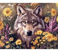 Taxpy DIY Beaded Embroidery Kits Wolf Animals and Flowers DIY Bead Embroidery Craft Kit for Beginners Cross Stitch Needlework Set 40x50cm