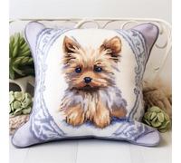 Taxpy DIY Latch Hook Craft Kits Yorkshire Terrier Animal Crochet Gift Cross Stitch Sofa Cushion Cover Tool Fit for Teenager and Adults 17x17in