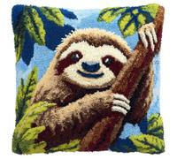 Taxpy DIY Latch Hook Cushion Kits, Animal Sloth Needlework Embroidery Set Crochet Needlework Crafts with Latch Hook Tool 43x43cm