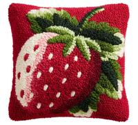 Taxpy DIY Latch Hook Cushion Kits, Cartoon Strawberry Needlework Embroidery Set Crochet Needlework Crafts with Latch Hook Tool 43x43cm
