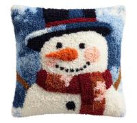 Taxpy DIY Latch Hook Cushions Kits, Cartoon Snowman Pillow Case Cushion Rug Cover Embroidery Kit Handmade Hook Set Craft Home Decoration 43x43cm