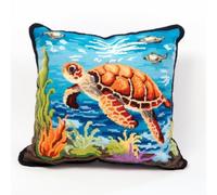 Taxpy DIY Latch Hook Kit Cushion Turtles and Seaweed Cross Stitch Sofa Cushion Cover Animal with Latch Hook Tool Fit for Kids and Adults 17X17In B