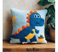 Taxpy DIY Latch Hook Kits 17X17 Inch, Dinosaur Pattern Printed Throw Pillow Case Cushion Cover - Home Decoration Crochet Needlework Crafts with Latch Hook Tool for Kids and Adults
