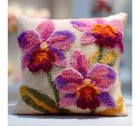 Taxpy DIY Latch Hook Kits 17X17 Inch, Orchidea Pattern Printed Throw Pillow Case Cushion Cover - Home Decoration Crochet Needlework Crafts with Latch Hook Tool for and Adults