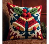 Taxpy DIY Latch Hook Kits, Cartoon Bell Pillow with Printed Canvas Crochet Yarn Embroidery Cushion Handmade Hook and Latch Kit Pillowcase 43x43cm