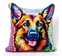 Taxpy DIY Latch Hook Kits for Adults Color German Shepherd Animal Pillow Cover DIY for Beginner and Adults Gifts for Family Friends Needlework Crafts 17x17in