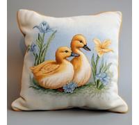 Taxpy DIY Latch Hook Kits for Adults Ducks and Flowers DIY Throw Pillow Cover, Sofa Cushion Cover with Printed Canvas for Beginners Adults 17x17in
