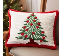 Taxpy DIY Latch Hook Kits for Adults Green Christmas Tree Latch Hook Kit Unfinished Cushion Cover with Printed Pillowcase Sewing Making Kits 17X17In B