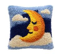 Taxpy DIY Latch Hook Kits,Moon 3D Pillow Materials Package Latch Hook Embroidery Kits Cross Stitch Sofa Cushion Cover with Tool Fit for Beginner and Adults,17X17 Inch