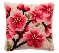 Taxpy DIY Latch Hook Kits,Plum Blossom 3D Pillow Materials Package Latch Hook Embroidery Kits Cross Stitch Sofa Cushion Cover with Tool Fit for Beginner and Adults,17X17 Inch