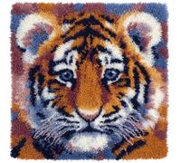 Taxpy DIY Latch Hook Kits,Tiger 3D Pillow Materials Package Latch Hook Embroidery Kits Cross Stitch Sofa Cushion Cover with Tool Fit for Beginner and Adults,17X17 Inch