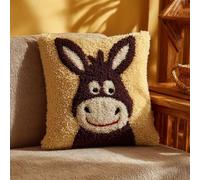 Taxpy DIY Latch Hook Pillow Cover Kits, Animal Donkey Stamped Handamade Pillowcase Crochet Yarn Hook and Latch Emboridery Throw Pillow 43x43cm