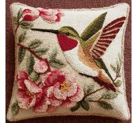 Taxpy DIY Latch Hook Pillow Hummingbird All-in-One DIY Rug Making Kit with Hook, Yarn & Canvas-Creative Craft Gift- Home Decor Pillow Cover 17X17 Inch