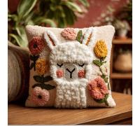 Taxpy DIY Latch Hook Pillow Kit,Alpaca Pattern Cushion Kit for Adults Beginners,Latch Hook Set with Pre-Printed Canvas Soft Yarn,Perfect Creative Craft for Home Decor 43 X 43 Cm
