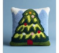Taxpy DIY Latch Hook Pillow Kit,Christmas Tree 43 X 43 Cm | Pre-Printed Hook and Latch Rug Kits Cross-Stitch Embroidery Cushion Cover for Home Sofa Decoration