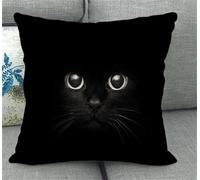Taxpy DIY Latch Hook Pillow kit Cute Black cat Latch Hook Kits for Adults DIY Pillowcase Craft Kit Pre-Printed Pattern 17x17in B