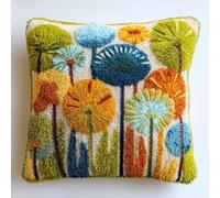 Taxpy DIY Latch Hook Pillow Kit Dandelion Meadow, Beginner Friendly with Pattern, 43x43cm Pillow Cover Cushion for Home Decor