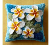 Taxpy DIY Latch Hook Pillow Kit,Plumeria Pattern Cushion Kit for Adults Beginners,Latch Hook Set with Pre-Printed Canvas Soft Yarn,Perfect Creative Craft for Home Decor 43 X 43 Cm