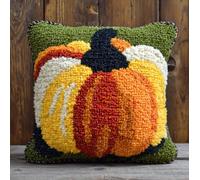 Taxpy DIY Latch Hook Pillow Kit Pre-Printed Hook and Latch Rug Kits Pumpkin 17X17 Inch.Cross-Stitch Embroidery Cushion Cover for Home Sofa Decoration