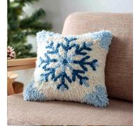 Taxpy DIY Latch Hook Pillow Kit,Snowflake Cushion Kit for Adults Beginners,Latch Hook Set with Pre-Printed Canvas Soft Yarn,Perfect Creative Craft for Home Decor 43 X 43 Cm