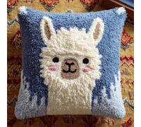 Taxpy DIY Latch Hook Pillow Kits, Animal Alpaca Throw Pillow Cover Pre-Printed Patterns Pillowcase Needlework Crochet Yarns Latch Hooking Cushion for Sofa Decor 17x17inch