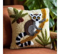 Taxpy DIY Latch Hook Pillow Kits, Animal Monkey Throw Pillow Cover Pre-Printed Patterns Pillowcase Needlework Crochet Yarns Latch Hooking Cushion for Sofa Decor 17x17inch