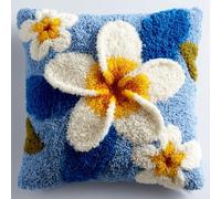 Taxpy DIY Latch Hook Pillow Kits, Frangipani Pillow Cover with Preprinted Throw Pillowcase Crochet Yarns Embroidery Latch Hooking Cushion 17x17inch