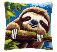 Taxpy DIY Latch Hook Rug Kits, Animal Sloth Latch Hook Cushion Kits Pillowcase Rug Pattern Arts and Crafts Crochet Needlework 43x43cm