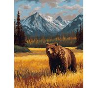 Taxpy DIY Latch Hook Rug Kits,Brown Bear in The Field 15X20In/52X38Cm Home Carpet Rug Making Canvas Kits, DIY Crochet Kits Embroidery Kits Needlework Crafts for Home Decor, Latch Hook Kits for Beg